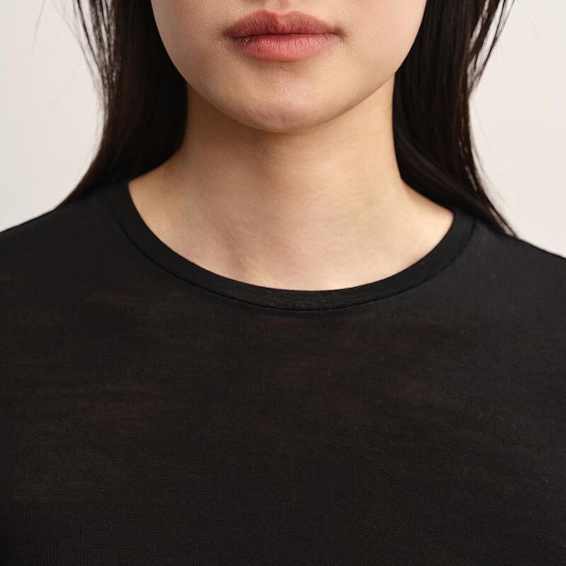 LESS Women's Slim Fit Round Neck Long Sleeve Tee