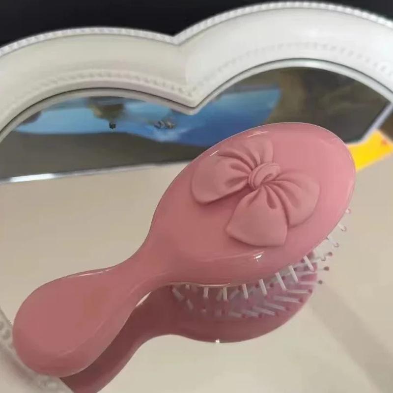 Griff Cartoon Luftkamm Einfache Kopfhautmassage Antistatische Taschenhaarbürste Mädchenherz Sanft Schleifenkamm Frauen