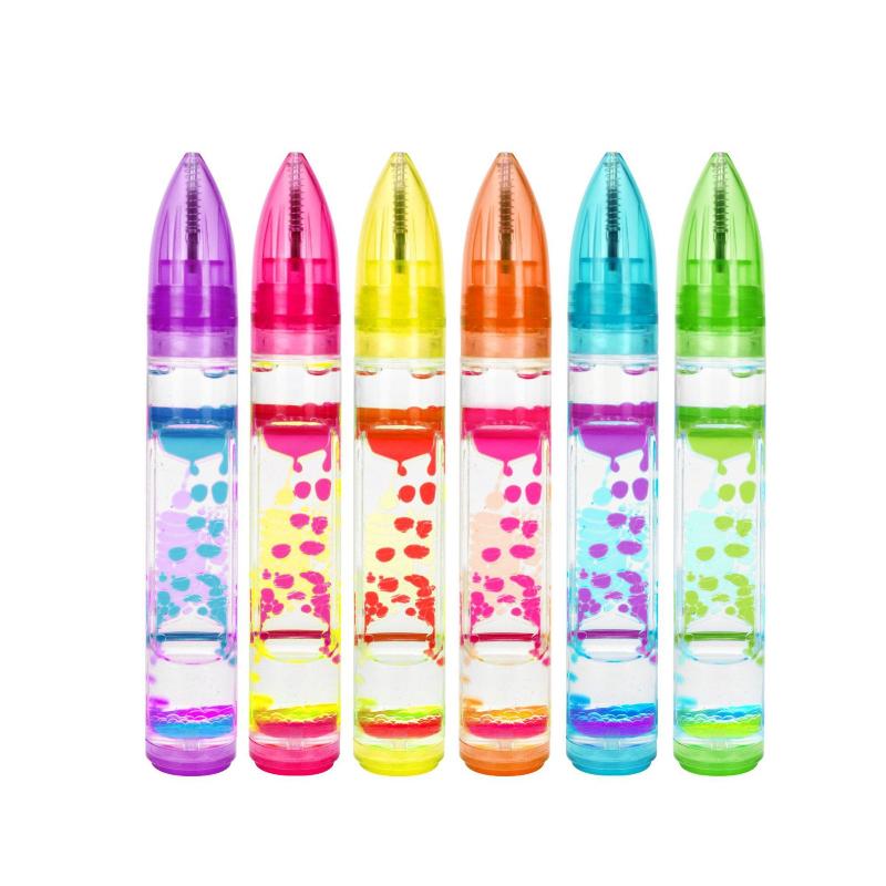 1Pc Liquid Motion Bubble Pen-Retractable Ballpoint,6 Colors, Anxiety Relief Stress-Free Writing, Cool Relax Pen For Study/Office