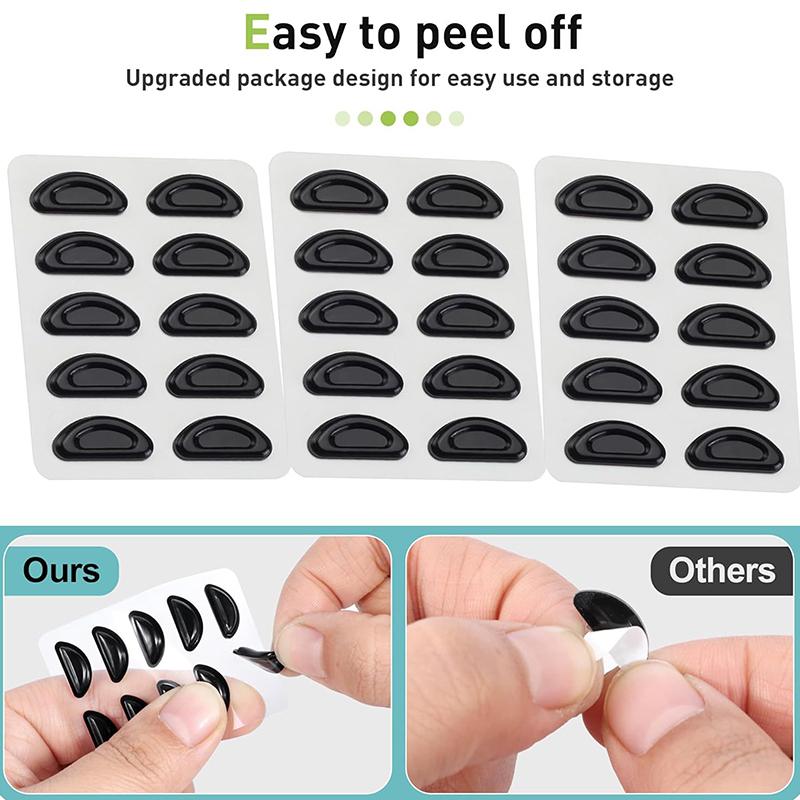 5Pairs Eyeglasses Anti Slip Nose Pads Soft Silicone Adhesive Glasses Nose Pads For Plastic Frame Glasses Sunglasses(Black/White)