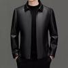 Haining is so good leather jacket spring and autumn new men's middle-aged and elderly fashion business lapel leather jacket sheepskin pattern jacket