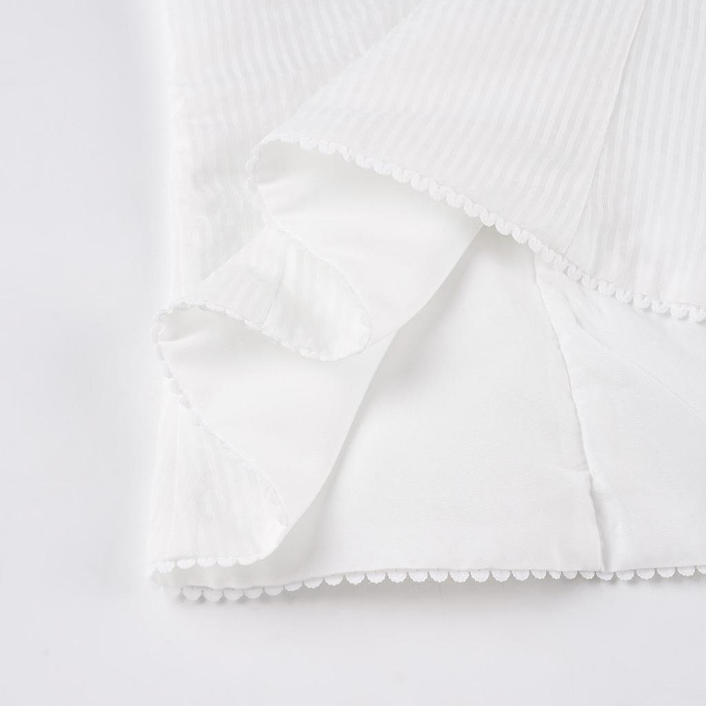 Doll Face Academy Short Sleeve Sheer Top with Pearl Buttons and Slim Fit