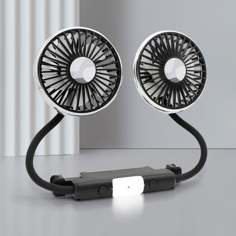 USB Car Fan Dual Head Cooling Air Fan Independent Switch 3 Speeds Adjustable Auto Headrest Cooler Fan For Rear Seat