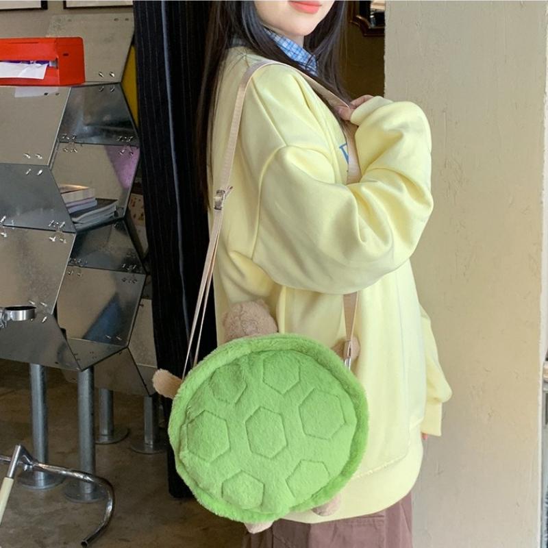 Cute Little Turtle Plush Backpack Kawaii Stuffed Doll Plushie Cartoon Toy Single Shoulder Bag Crossbody Backpack Creative Gift