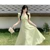 French Skinny Purple Seaside Dress 2026 Summer New Slim Bubble Sleeve Lotus Leaf Edge Collar Long Dress Women