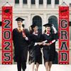 Congrats Grad Graduation Photography Backdrop Red Porch Hanging Flag Photo Booth