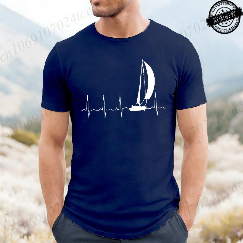 Sailing Heartbeat Graphic T Shirts For Unisex Unisex Short Sleeve Clothing Summer Fashion Tshirts Sailing Ekg Unisexs Tee Clothing