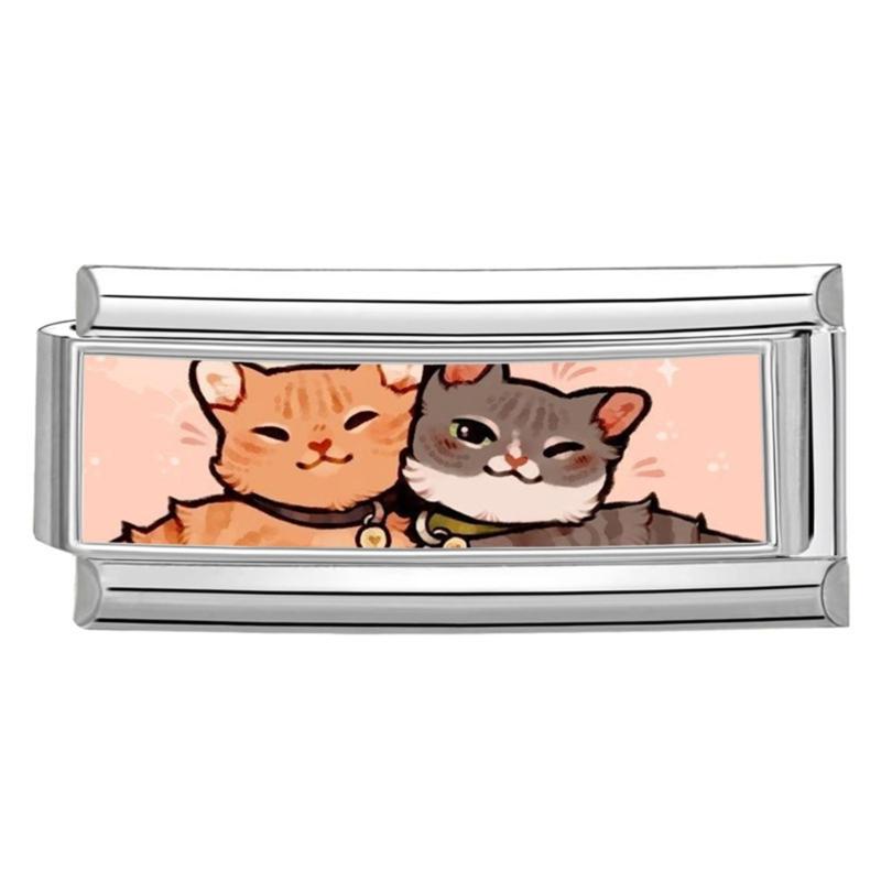 Photo Italian Modular Bracelet Band Link Connector Stainless Steel Texture Jewelry Accessories Suitable for Enthusiasts