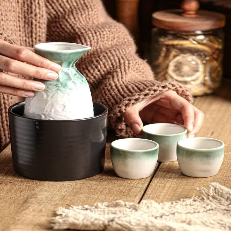 Japanese Style Ceramic Sake Warming Set