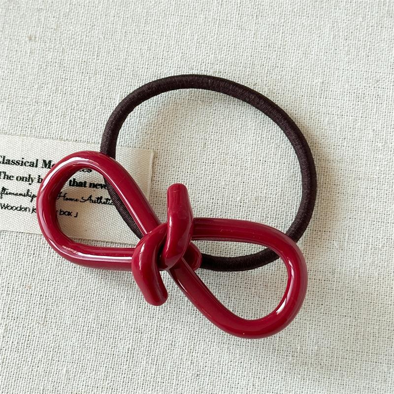 

Новый винтажный дизайн резинка для волос для женщин и девочек нежный полый бант ацетатные веревки для волос модные высокие эластичные резинки для волос с хвостиком красный