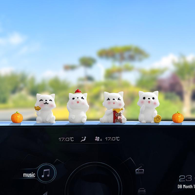 Charming Fortune Puppy Car Dashboard Ornament - Cute Interior Decoration Accessory