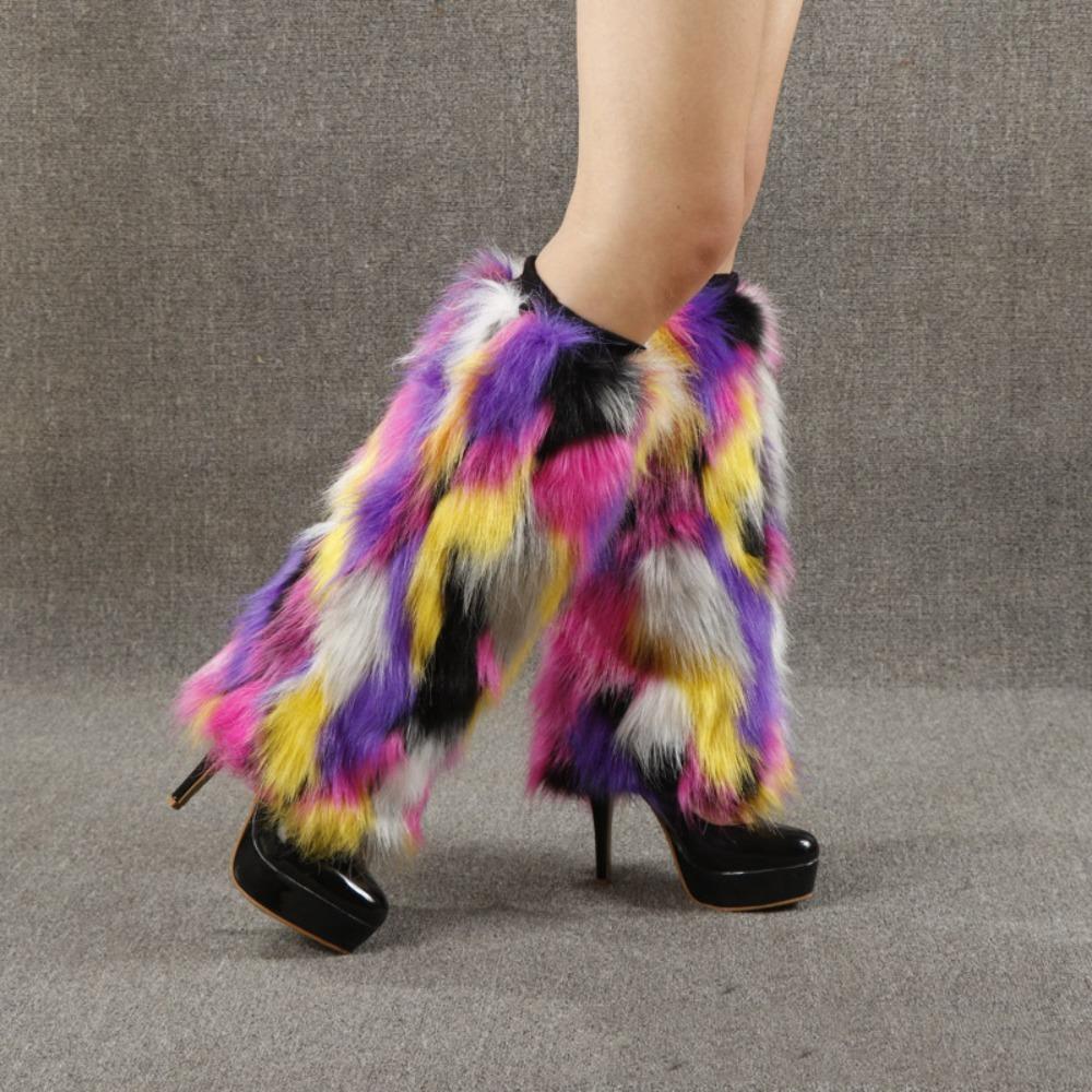 Faux Fur Furry Leg Warmers Sweet Thicken Warm Leg Cover Fashion Long Tube Stockings  Spicy Girls