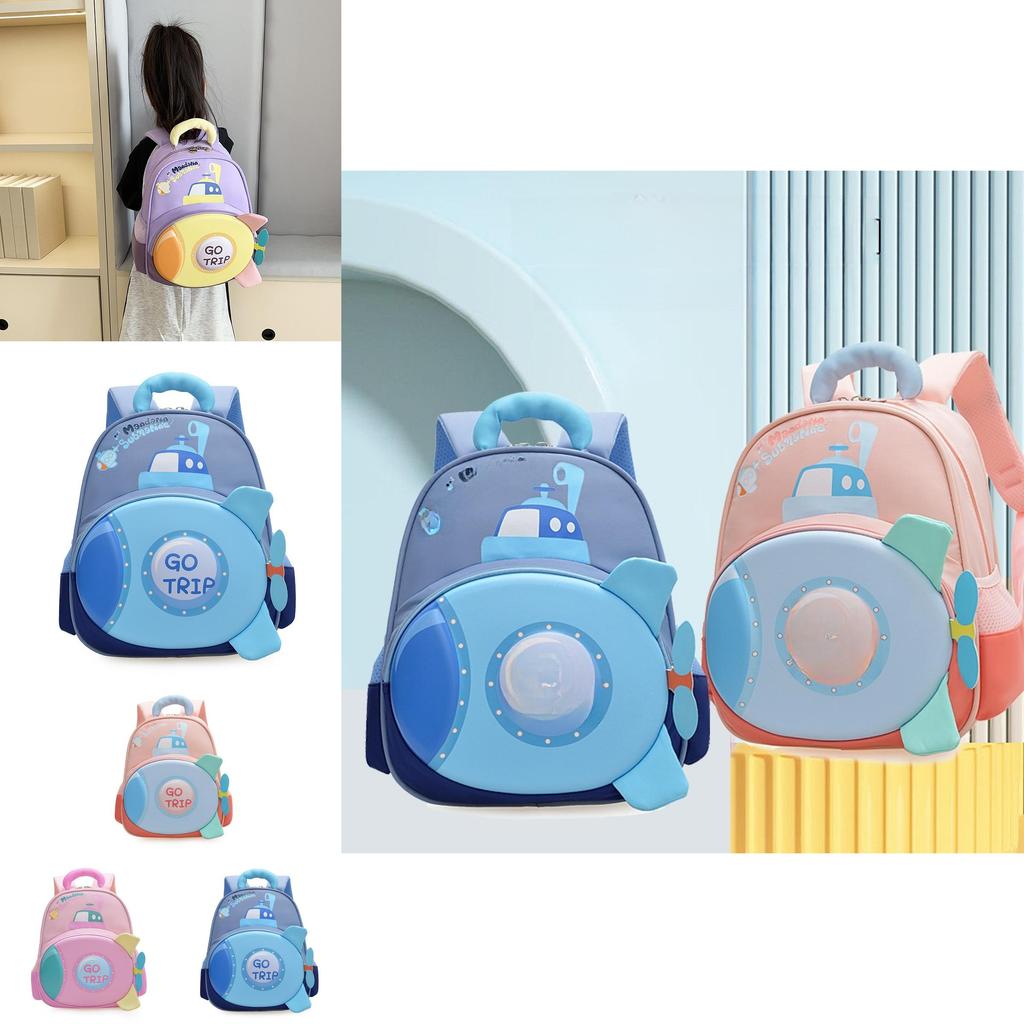 Preschool Childrens Cartoon Hard Shell Backpack With Air Cushion Straps For School