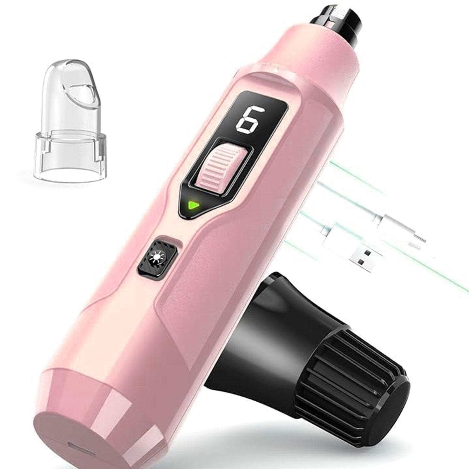 

7 Speed Electric Rechargeable Cat Dog Nail Grinder Clear Digital Speed Battery Display Professional Salon Results As Shown рожевий