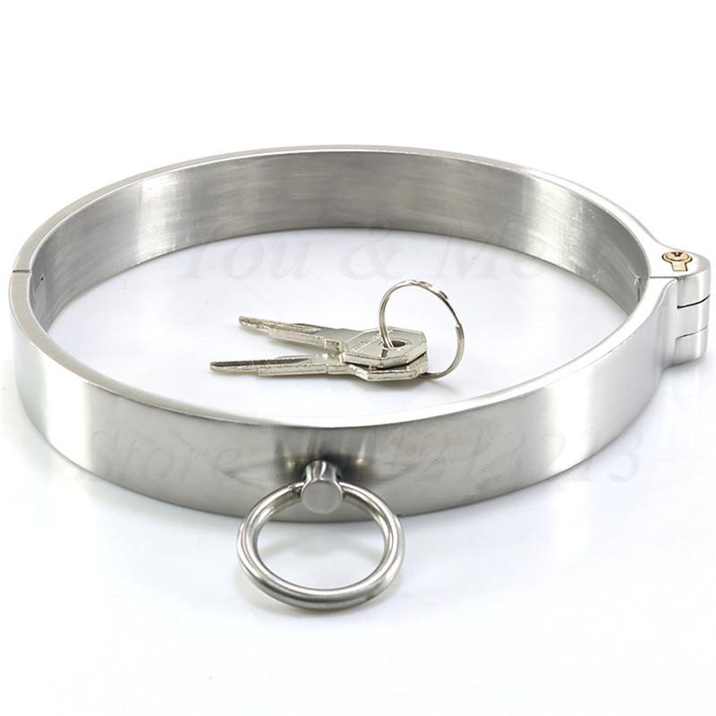 304 Stainless Steel Neck Collar Restraint Metal Choking Rings Premium Bondage Neck Slave Lockable Nacklace Fetish SM Sex Games