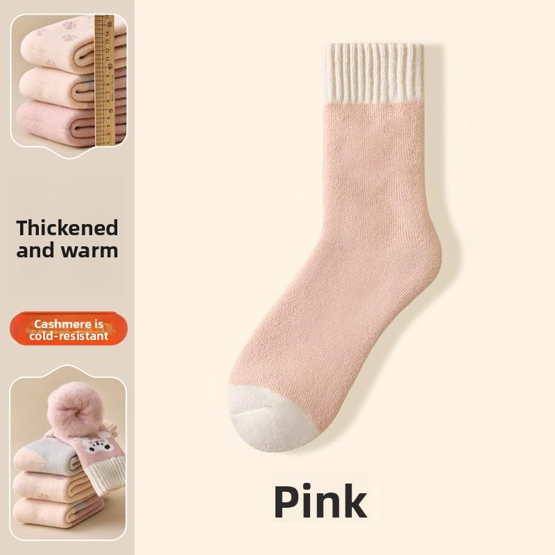 Female Autumn and Winter Plush and Thick Warm Deodorizing Sleep Wool In The Tube Socks