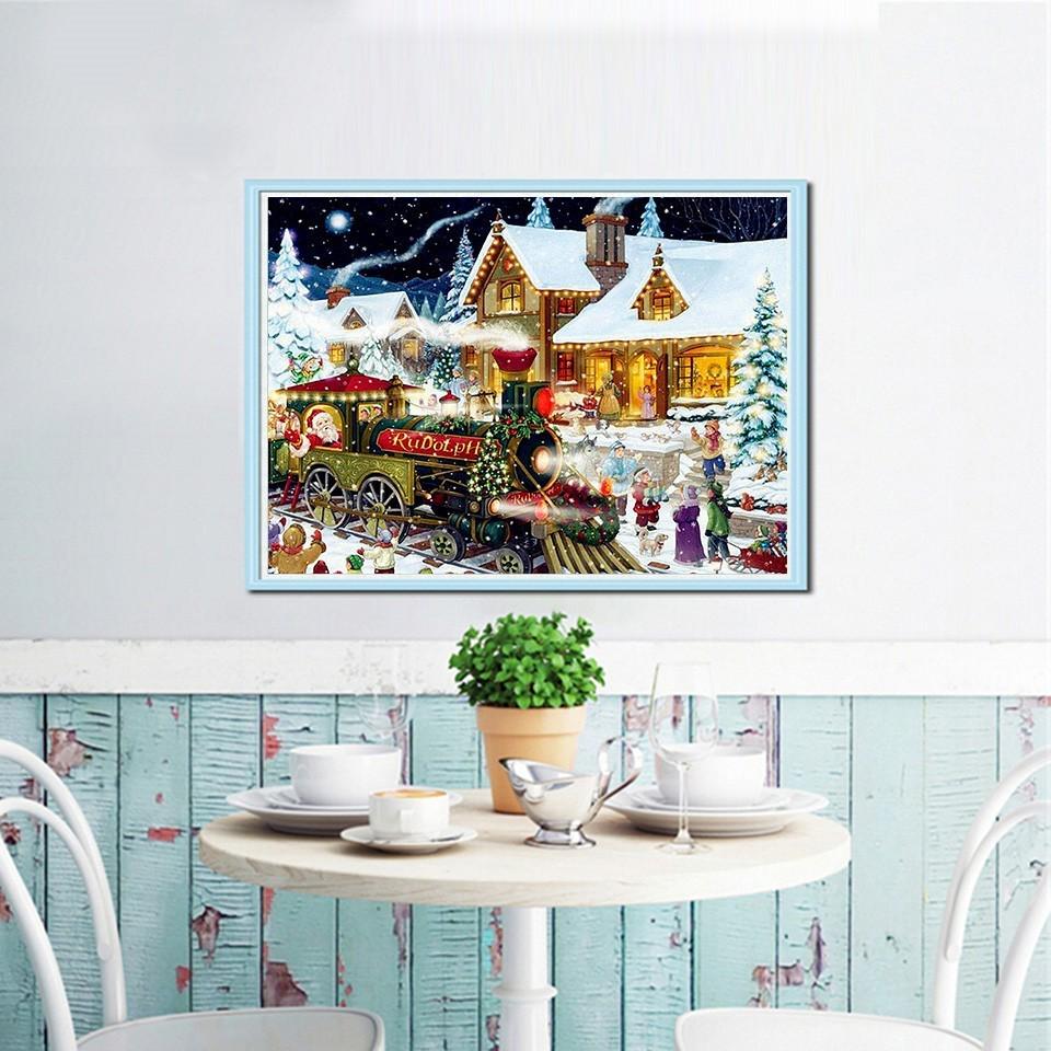 5D DIY Christmas Diamond Embroidery Scenic Cross Stitch Diamond Painting