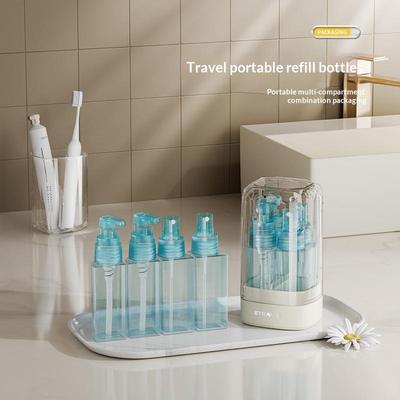 4-In-1 Travel Split Bottle Set Empty Reusable Cosmetics Bottles Leak Proof Containers For Toiletries Water Cream Spray Bottle