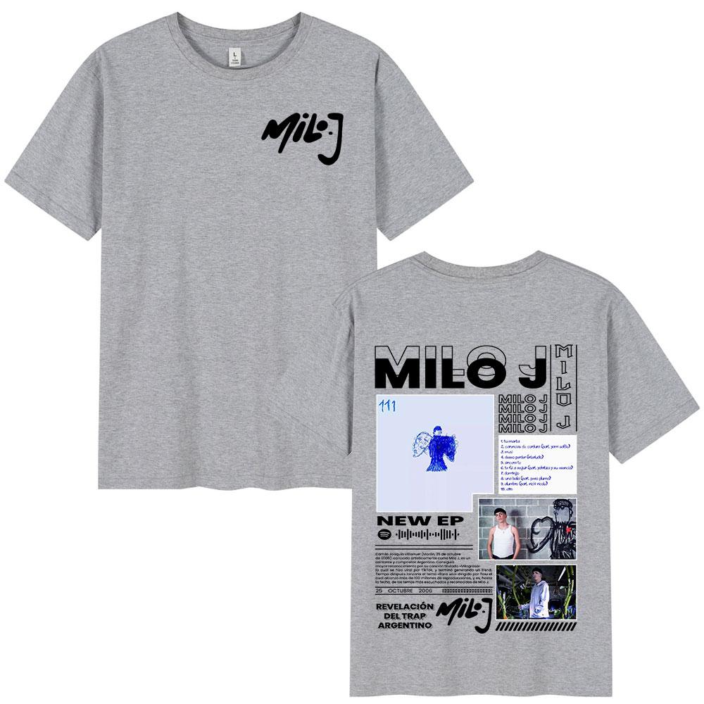 2026 Rapper Milo J 111 Album Graphic Print Tshirts Mens Women Fashion Hip Hop T Shirts Cotton Casual Short Sleeve Tshirt