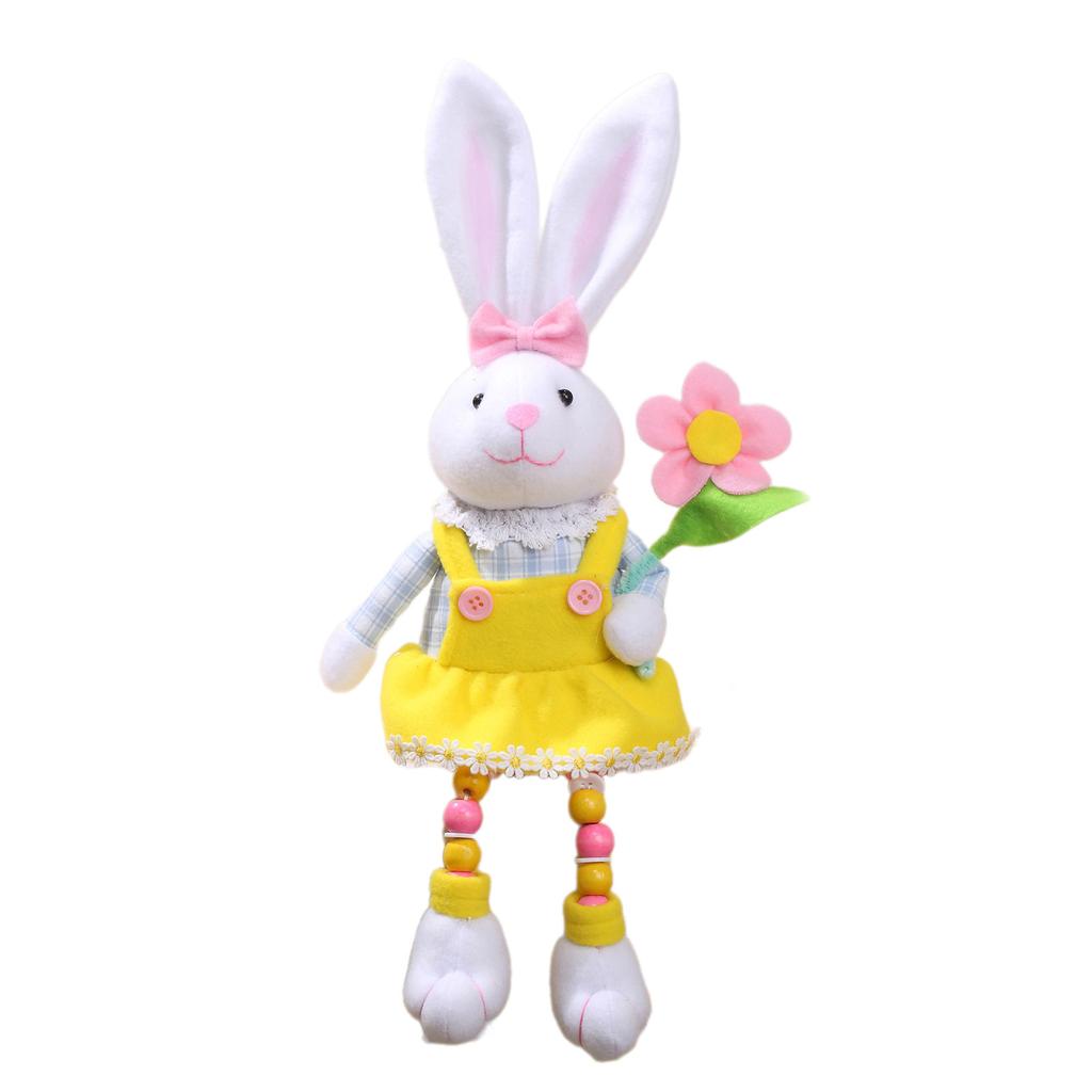 Easter Rabbit Plushie Toy with Carrot Flower Decorations Delightful Festive Gift Desktop Ornament Home Decor