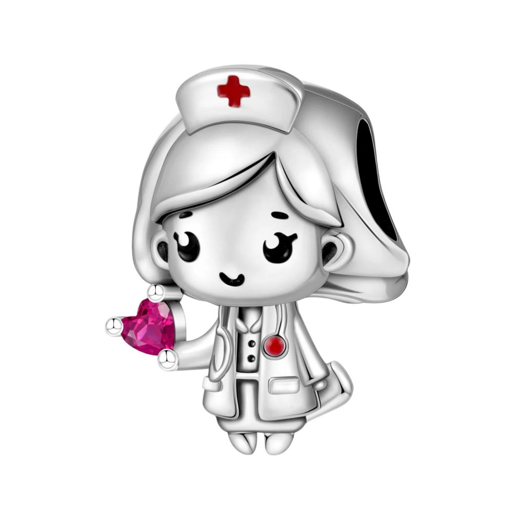 

Подвеска Шарм Бусина Медь Любящая Медсестра Бусины Подходят для Оригинального Браслета Для Изготовления Ювелирных Изделий Подарок на День Святого Валентина