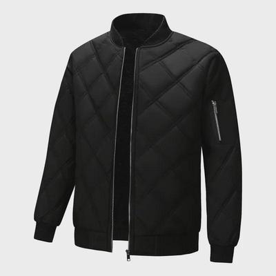 Men's Quilted Velvet-Lined Diamond Pattern Jacket - Autumn/Winter Stand Collar Coat for Young and Middle-Aged