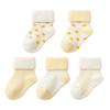 5Pair Newborn Baby Socks Winter Fleece Lined Thickened Sole Soft Cotton Loose Cuff Infant Floor Grip Socks for Crawling Comfortable Warm Footwear