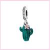 925 Silver Green Color Charms Temperament Cactus Avocado Charm Four Leaf Bead For Bracelet Jewelry Making