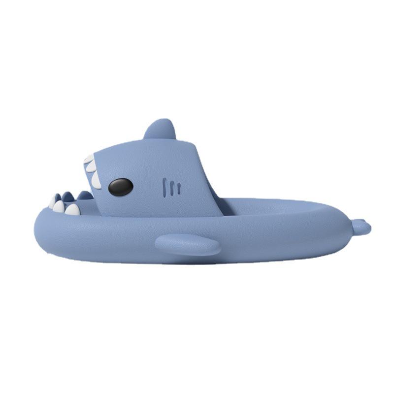 Thick-Sole Shark Slippers: Funny Poop-Stepping Design for Men & Women, Indoor/Outdoor Cartoon-Style.