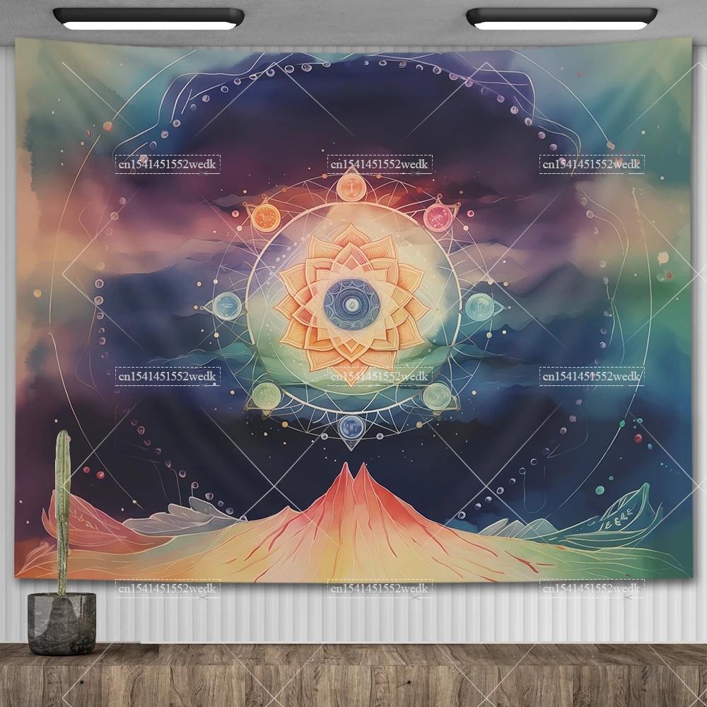 Mandala Półksiężyca Słońce Gobelin Gobelin Wiszący na Ścianie Boho Wiedźmiński Gobeliny Wystrój Pokoju Flagi Domowe