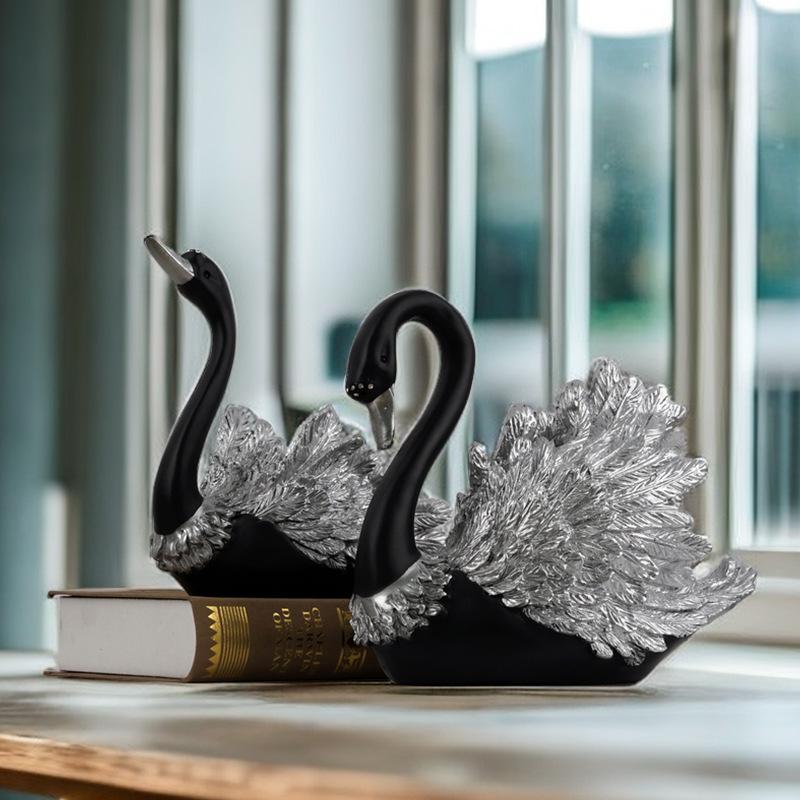 European Couple Swan Ornaments Wedding Latest House Living Room Entrance Wine Cabinet TV Cabinet Home Good Use Decoration Resin Crafts