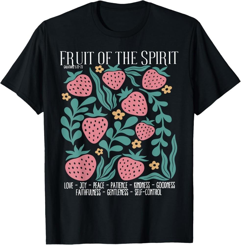 

Retro Fruit Of The Spirit Strawberry Bible Verse Christian T-Shirt Unisex T-Shirt XL