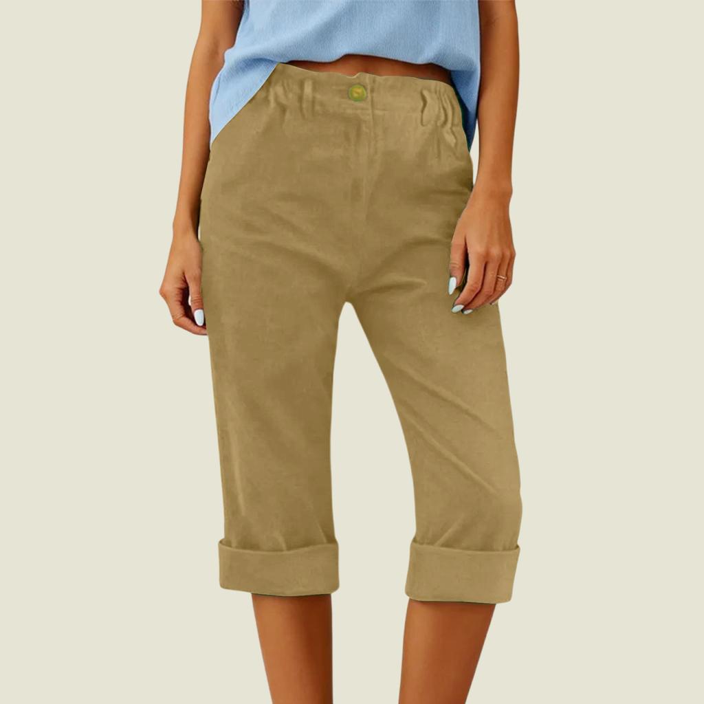 Women's Fashion Cotton-Linen Blend Loose-Fit High-Waisted Casual -Color Straight-Leg Pants