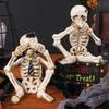 Halloween-Skelett-Statue, realistischer Totenkopf, Sammlerfiguren, „Sehen, Sprechen, Nichts Böses hören“, Heimdekoration, gruselige Halloween-Ornamente