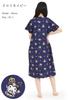 SAZAC Kuromi Cotton Dress, 100% Broadcloth, Button-Front, Women's Nightgown/Loungewear (Navy/M-L/SAN1903)