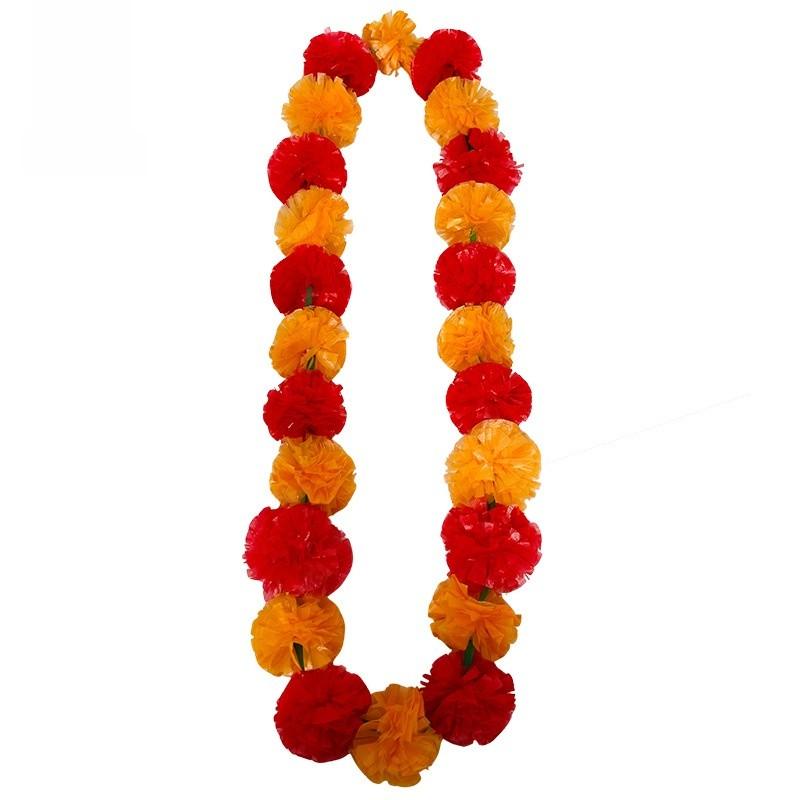 Dia De Los Muertos Decoracion Multicolor Marigold Garland With Plastic Decor For Party Venue Decoration