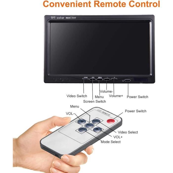 Lychee 7 pouces lcd couleur tft moniteur voiture camera de recul