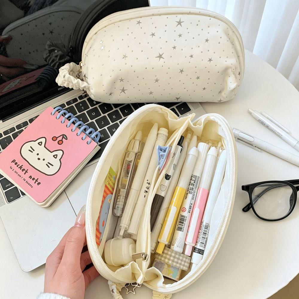 Shell-Shape Pencil Case Multi-layer Pencil Pouch Multi-Compartment Stationery Bag  Students