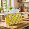 1pc Fresh Floral Pattern Polyester Tissue Box, Reusable And Washable, Daisy Yellow White Design for Dining Table, Kitchen, Bathroom, Hotel, Car, And P