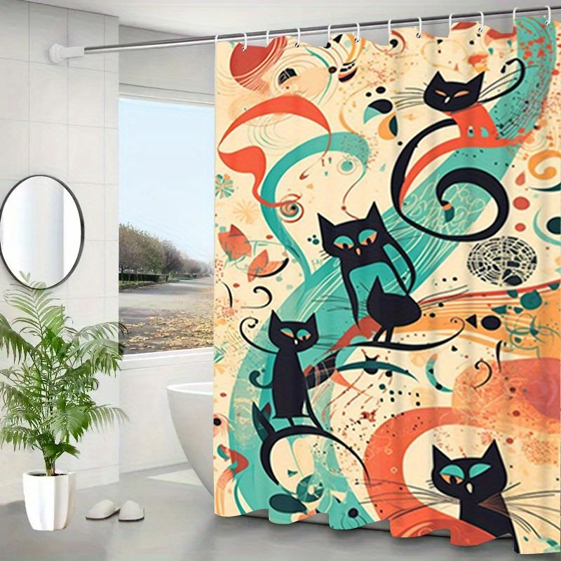 Playful Cats Shower Curtain: Embrace the Vibrant Art Design, Soft Fabric, and Whimsical Vibes for Your Fun Bathroom