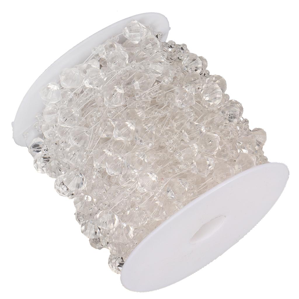 1 package of 99ft Crystal Strands Chain Garland Beads for Bridal Bouquet Wedding Christmas Party