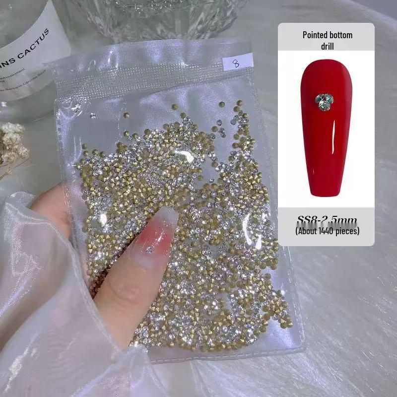 3D Pointed Back Czech Rhinestones Nail Art Decorations - 1440 Pieces