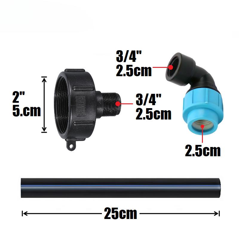 Zinc Alloy IBC Tote Adapter 3/4x1 Faucet Copper Nipple, Coarse Thread Single Barrel Raised, Corrosion Resistant Durable