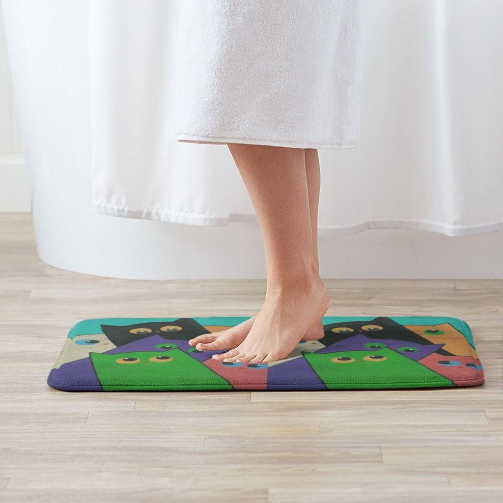 Art Cute Cat Kitten Anti-slip Doormat Floor Mat Washable Carpet Rug for Kitchen Entrance Home Bathroom Living Room Footpad Mats