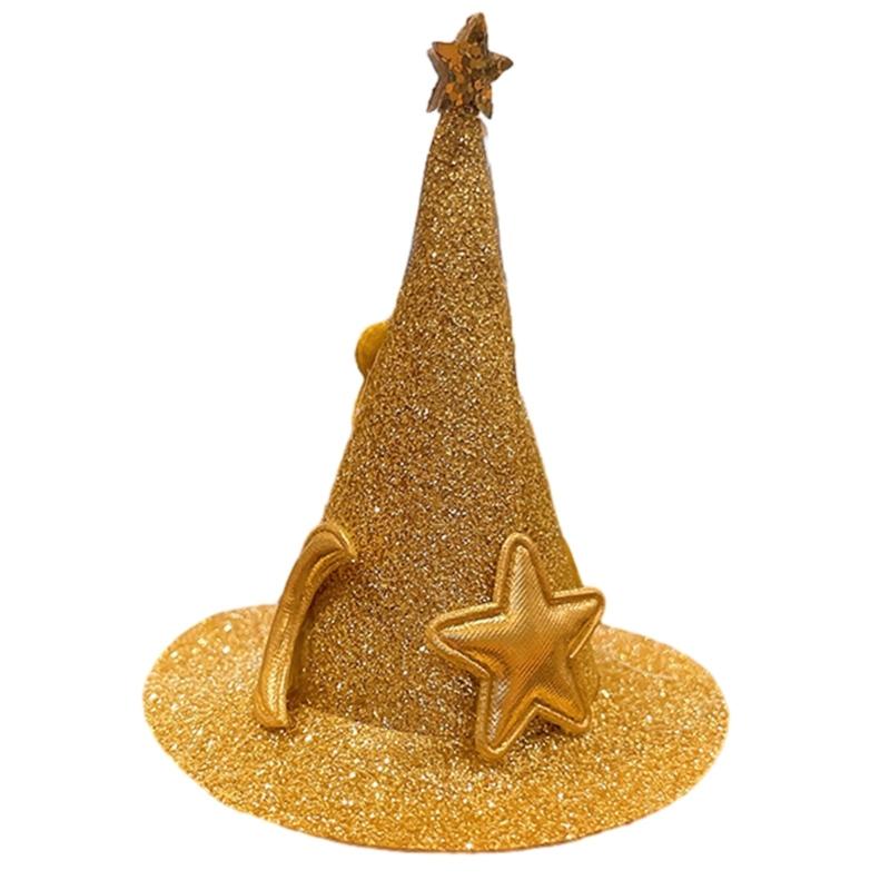 

Halloween Cute Lace Ribbon Hair Clip Glitter Mini Cone Hat Cute Hair Catch Hair Clip Masquerade Photo Props