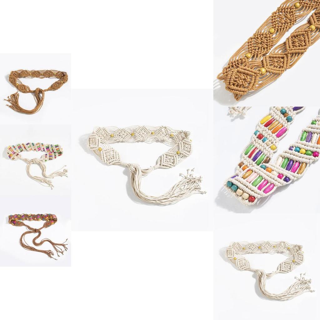 Bohemian Vintage Waist Belt With Handcrafted Beadwork For Retro Resort Outfits Women