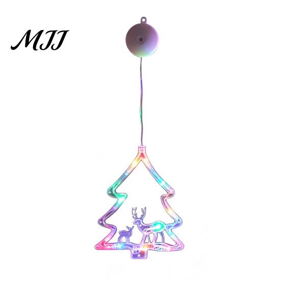 No Drill Glass Wall Decor LED Christmas Star Window Light, Tree Letter Suction Cup Hanging Lamp Versatile Party Venue Decorations for
