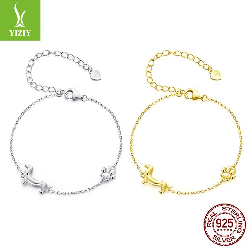 Dachshund Dog Bracelet Female, Simple And Cute Animal Dog S925 Sterling Silver Bracelet Jewelry