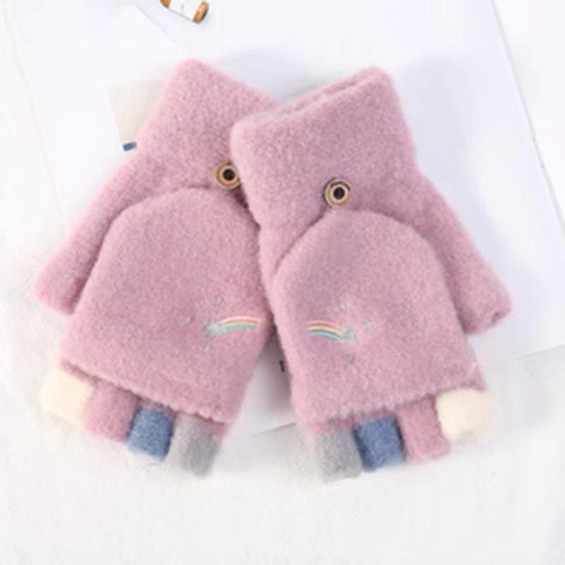 Fashionable Women's Half Finger Autumn and Winter New Style Thick Warm Yarn Knitted Cute Flip Cover with Missing Fingers