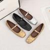 Women's Square Toe Mary Jane Flats Casual Ballet Shoes Walking Shoes with Adjustable Strap Slip On Comfortable Work Flats Soft Dressy Shoes for Women